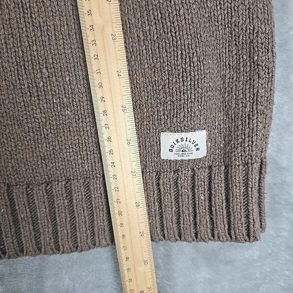 Quiksilver Neppy Knit Crewneck Sweater Medium Brown Speckled Surf‎ Skate Grunge - Picture 5 of 6